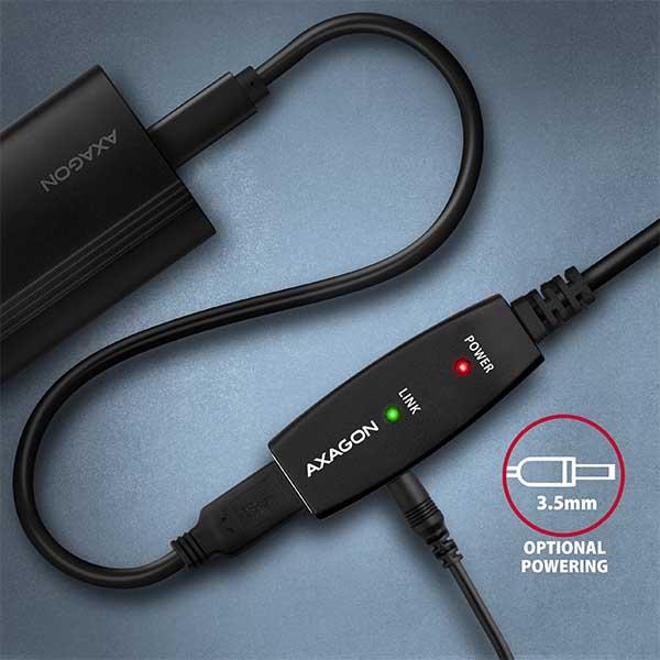 AXAGON ADR-215, USB 2.0 A-M -> A-F aktívny predlžovací / repeater kábel, 15m 