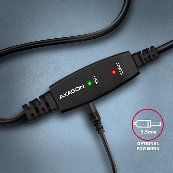 AXAGON ADR-220B, USB 2.0 A-M -> B-M aktívny prepojovací / repeater kábel, 20m 