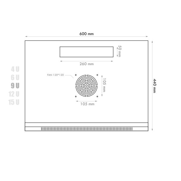 Datacom 19" rozvádzač 9U/ 450 mm (sklo) čierny 