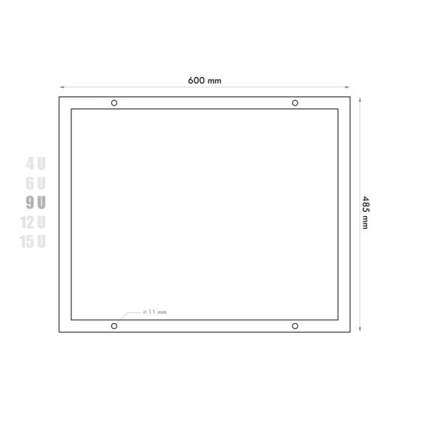Datacom 19" rozvádzač 9U/ 450 mm (sklo) čierny 