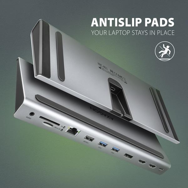 AXAGON HMC-4KX3 USB 5Gbps hub, 3x USB-A, 2x HDMI, DP, RJ-45, SD/ microSD, audio, PD 100W, kábel 40cm 