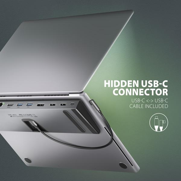 AXAGON HMC-4KX3 USB 5Gbps hub, 3x USB-A, 2x HDMI, DP, RJ-45, SD/ microSD, audio, PD 100W, kábel 40cm 