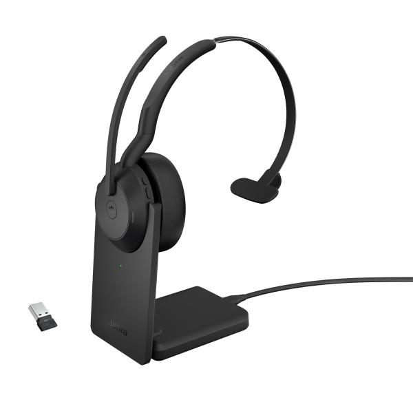Jabra Evolve2 55/ Mono/ ANC/ USB/ BT-USB/ Bezdrať/ MS/ Stand/ Čierna