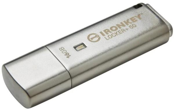 Kingston IronKey Locker+ 50/ 16GB/ 145MBps/ USB 3.1/ USB-A/ Stříbrná