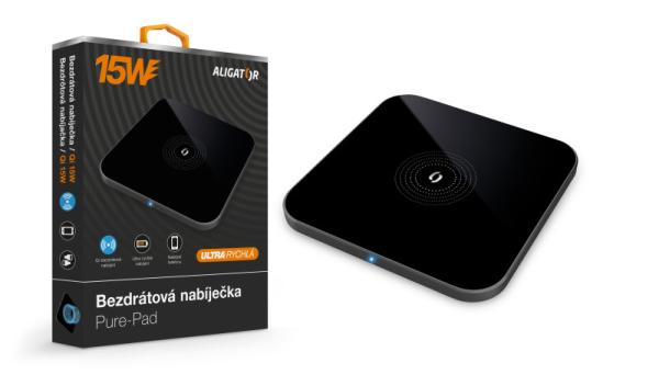 ALIGATOR bezdrôtová nabíjačka Aligator Pure-Pad 15W, čierna