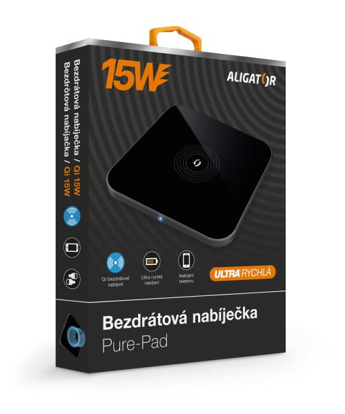 ALIGATOR bezdrôtová nabíjačka Aligator Pure-Pad 15W, čierna 