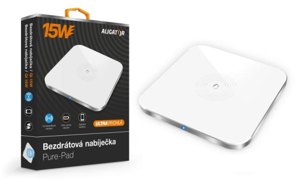 ALIGATOR bezdrôtová nabíjačka Aligator Pure-Pad 15W, biela