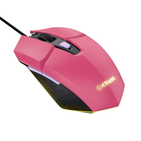 TRUST GXT 109 FELOX/ Herná/ Optická/ Pre pravákov/ 6 400 DPI/ Drôtová USB/ Ružová 
