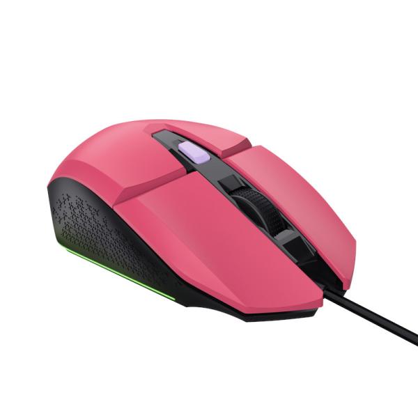 TRUST GXT 109 FELOX/ Herná/ Optická/ Pre pravákov/ 6 400 DPI/ Drôtová USB/ Ružová 