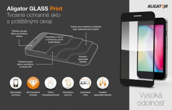 Aligator ochranné tvrdené sklo GLASS PRINT, Samsung Galaxy A14 4G/ 5G, čierna, celoplošné lepenie 