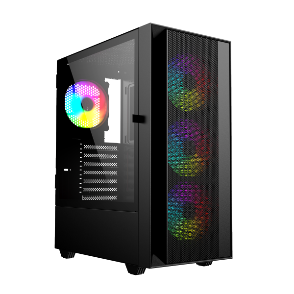 Gembird Fornax 4000 ARGB/ Midi Tower/ Transpar./ Čierna 
