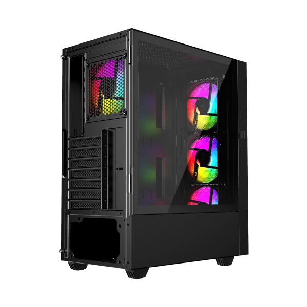 Gembird Fornax 4000 ARGB/ Midi Tower/ Transpar./ Čierna 