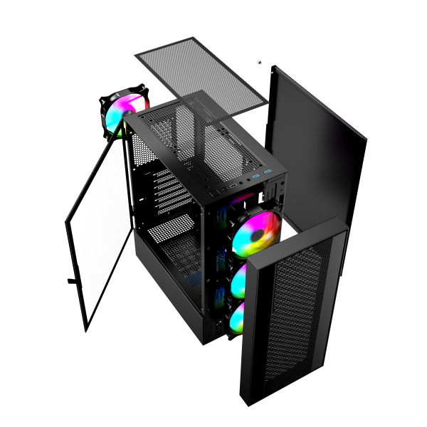 Gembird Fornax 4000 ARGB/ Midi Tower/ Transpar./ Čierna 
