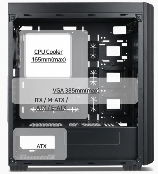 GEMBIRD COMPUTER FORNAX K500/ MIDI TOWER/ ČERNÁ 