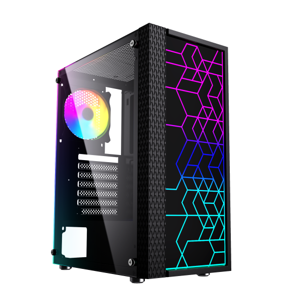 Gembird Computer Fornax 2500 ARGB/ Midi Tower/ Transpar./ Čierna 