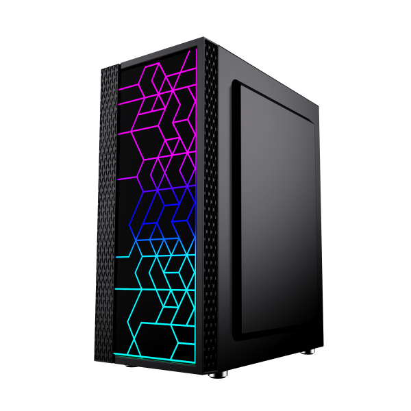 Gembird Computer Fornax 2500 ARGB/ Midi Tower/ Transpar./ Čierna 