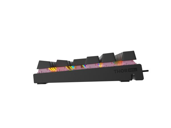 Genesis herná mechanická klávesnica THOR 303/ TKL/ RGB/ Outemu Peach Silent/ Drôtová USB/ US layout/ Čierna 