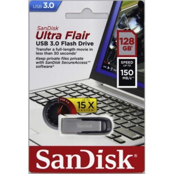SanDisk Ultra Flair/ 128GB/ USB 3.0/ USB-A/ Čierna 