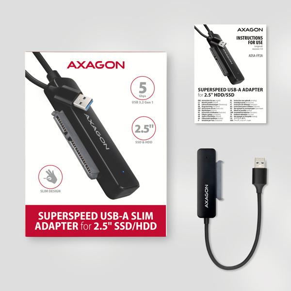 AXAGON ADSA-FP2A USB-A 5Gbps - SATA 6G 2.5" SSD/ HDD SLIM adaptér 