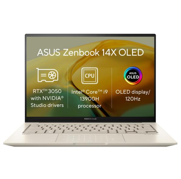 ASUS Zenbook 14X OLED/ UX3404VC/ i9-13900H/ 14, 5"/ 2880x1800/ T/ 32GB/ 1TB SSD/ RTX 3050/ W11H/ Sand Beige/ 2R