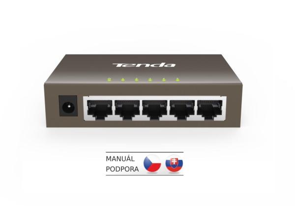 Tenda TEG1005D - 5x 10/ 100/ 1000 Mbps Kovový Switch, Fanless - bez ventilátorov, ochrana 6 kV 