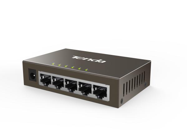 Tenda TEG1005D - 5x 10/ 100/ 1000 Mbps Kovový Switch, Fanless - bez ventilátorov, ochrana 6 kV 