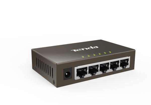 Tenda TEG1005D - 5x 10/ 100/ 1000 Mbps Kovový Switch, Fanless - bez ventilátorov, ochrana 6 kV 