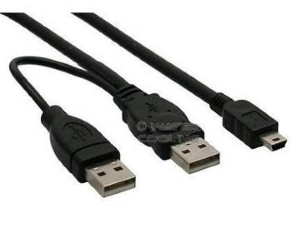 PremiumCord USB 2.0 napájecí Y kabel A/ M + A/ M -- A/ M mini 0.4m + 0.5m