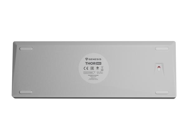 Genesis herní klávesnice THOR 660/ RGB/ Gateron Brown/ Bezdrátová USB + Bluetooth/ US layout/ Bílá 