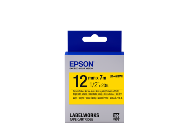 Epson Tape Cartridge LK-4YBVN Vinyl, Black/ Yellow 12mm / 7m