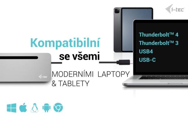 i-tec USB-C Metal Ergonomic 3x 4K Display Docking Station, Power Delivery 100 W 