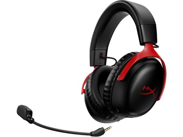 HP HyperX Cloud III/ USB-C/ Drôt/ USB/ Bezdrôt/ Čierna-červená 