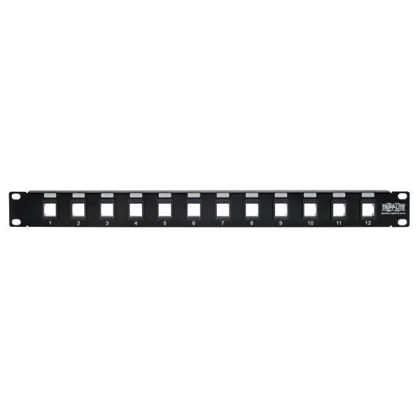 Tripplite Patch Panel 12-Port 1U Rack Netienený, Keystone/ Multimedia, RJ45 Ethernet, USB, HDMI, Cat5e/ 6 