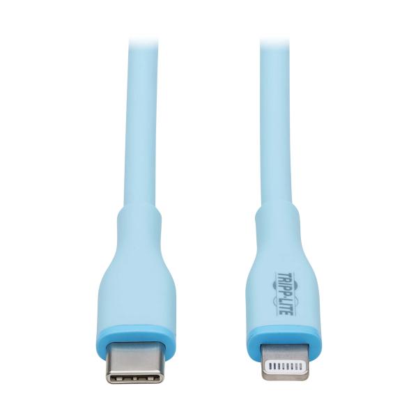 Tripplite Kábel USB-C / Lightning Synch/ Nabíjanie, MFi, Samec/ Samec, Safe-IT Antibakt, flex, sv.modrá, 0.91m