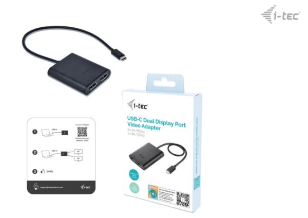 i-tec USB-C Dual 4K/ 60Hz (single 8K/ 30Hz) DP Video Adapter 