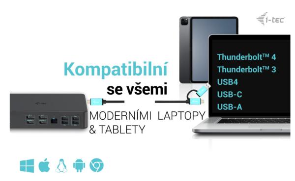 i-tec USB 3.0/ USB-C/ Thunderbolt 3 Professional Dual 4K Display Docking Station Gen2, PD 100W 