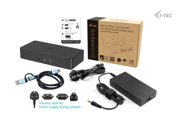 i-tec USB 3.0/ USB-C/ Thunderbolt 3 Professional Dual 4K Display Docking Station Gen2, PD 100W 