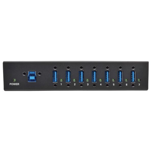 Rozbočovač 7x USB 3, priemyselný, odolnosť ESD 20kV, kovové púzdro, možnosť montáže 