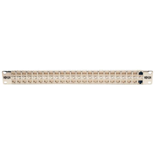 Tripplite Patch panel priechodný STP tienený pre montáž do racku 1U, 48x Cat6a, RJ45 Ethernet 