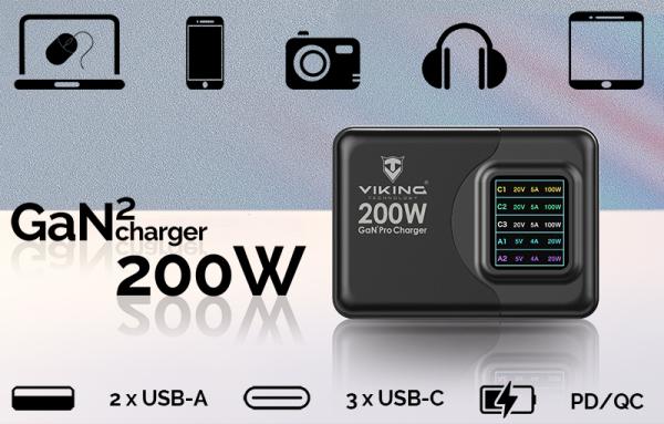 Viking USB GaN charger 200W PD PRO 