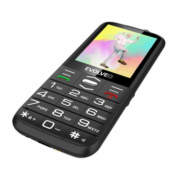 EVOLVEO EasyPhone XO, mobilný telefón pre seniorov s nabíjacím stojanom (čierna farba) 
