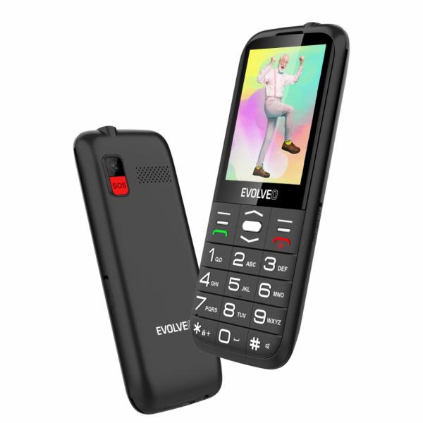 EVOLVEO EasyPhone XO, mobilný telefón pre seniorov s nabíjacím stojanom (čierna farba) 