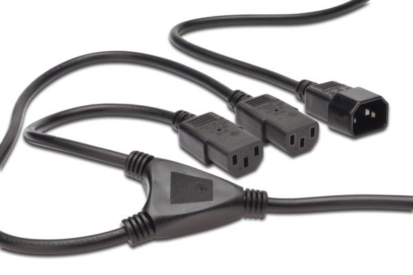 PremiumCord Kábel sieťový 230V, Y-kábel predlžovací M-2x F
