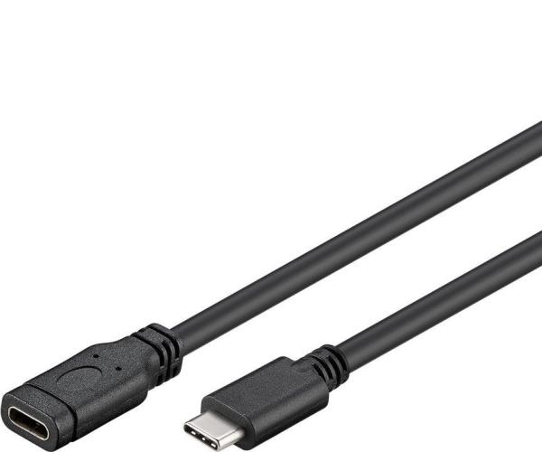 PremiumCord Predlžovací kábel USB 3.1 konektor C/ male - C/ female, čierny, 2m