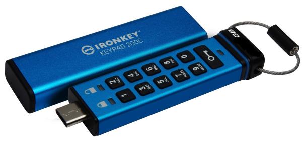 Kingston Ironkey Keypad 200C/ 256GB/ 280MBps/ USB 3.0/ USB-C/ Modrá