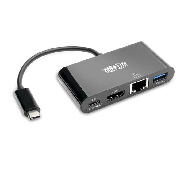Tripplite Mini dokovacia stanica USB-C/ HDMI, USB-A, GbE, 60W nabíjanie, HDCP, čierna