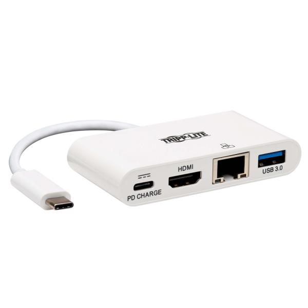 Tripplite Mini dokovacia stanica USB-C/ HDMI, USB-A, GbE, 60W nabíjanie, HDCP, biela