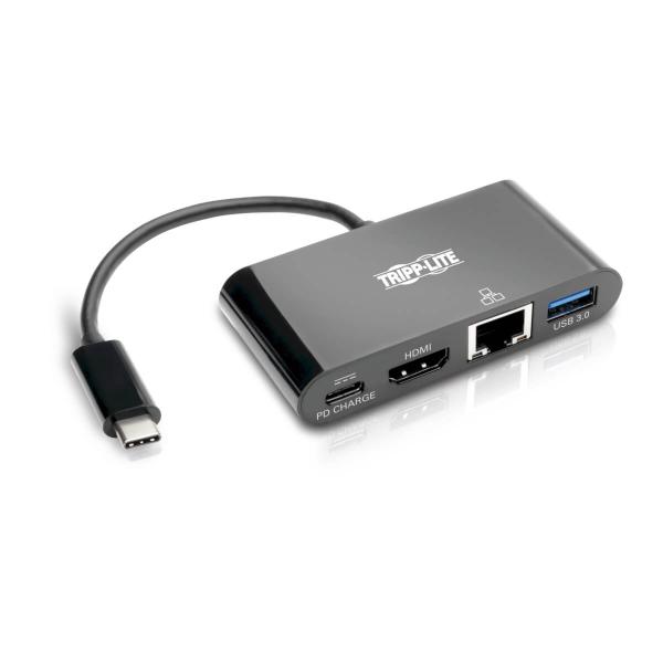 Tripplite Mini dokovacia stanica USB-C/ HDMI, USB 3.0, GbE, 60W nabíjanie, HDCP, čierna
