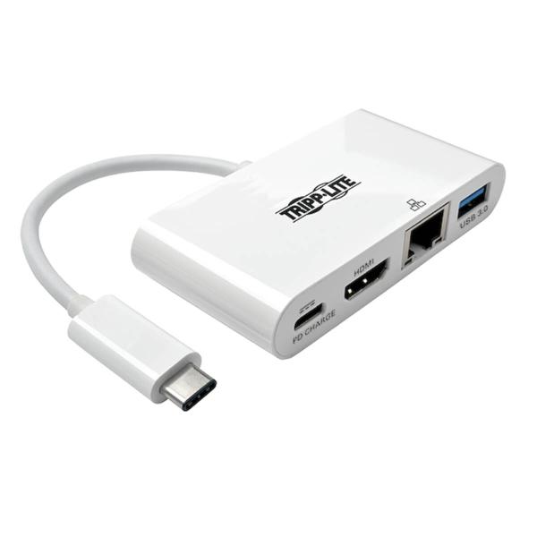 Tripplite Mini dokovacia stanica USB-C/ HDMI, USB 3.0, GbE, 60W nabíjanie, HDCP, biela