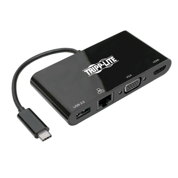 Tripplite Mini dokovacia stanica USB-C/ HDMI, VGA, USB-A, GbE, HDCP, čierna